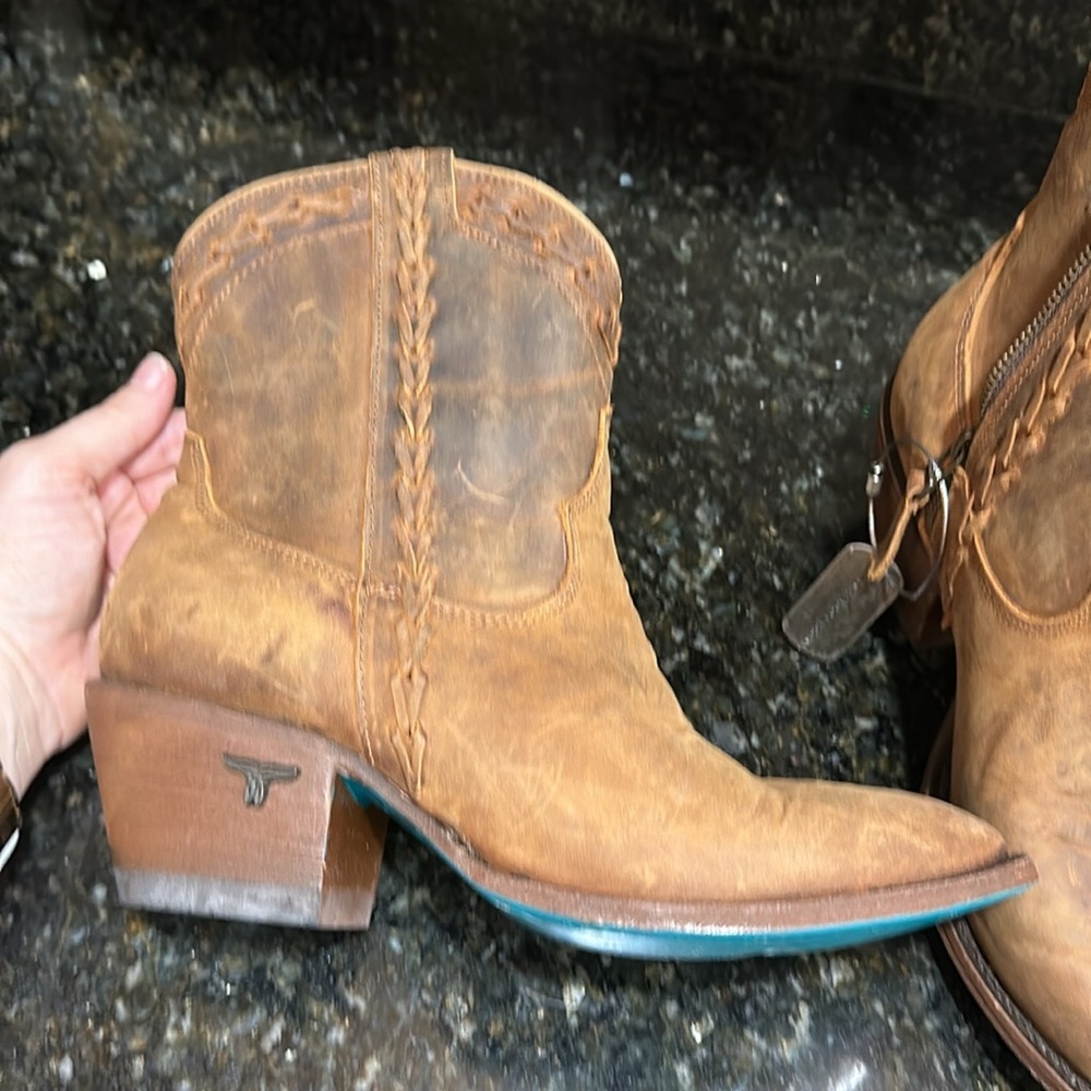 Brown Ankle Boots with Embroidered Detail